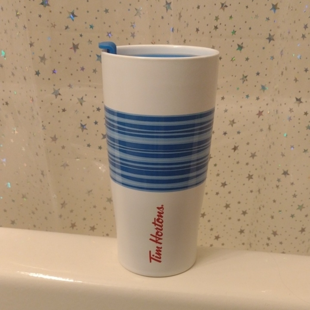 2015 Limited Edition Tim Hortons Blue and White Travel Mug